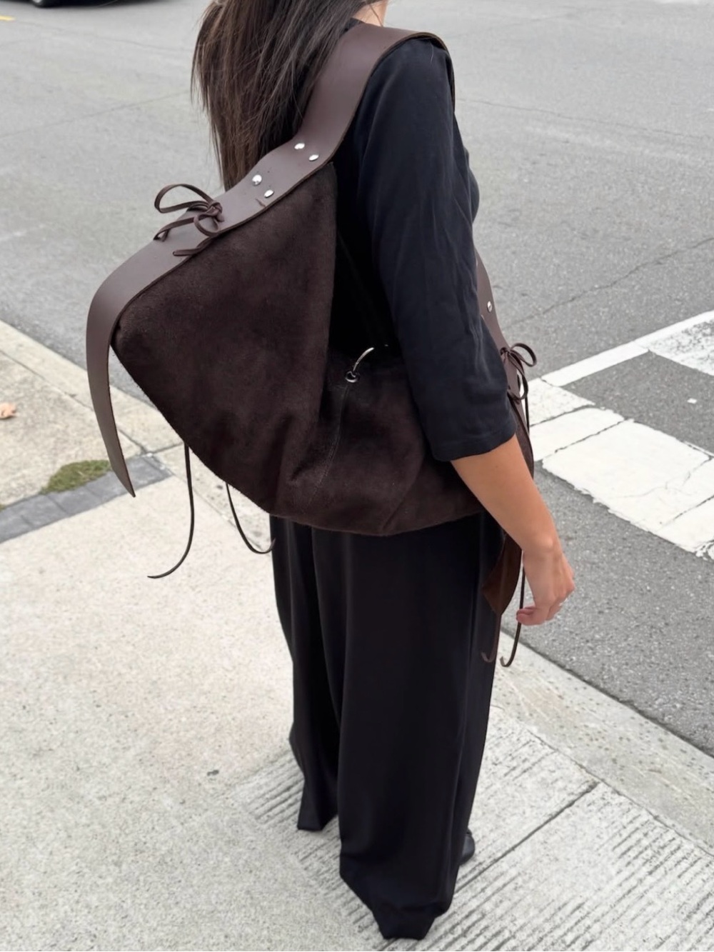 Le Febour Suede Everything Shoulder Bag